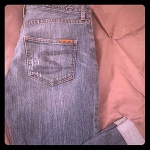 Seven crop distressed capris, size 26 $15